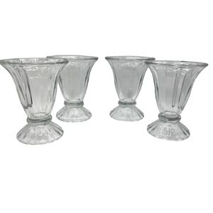 4 VTG Libbey Ice Cream Sundae Parfait‎ Soda Fountain Glasses Clear 6.5 oz